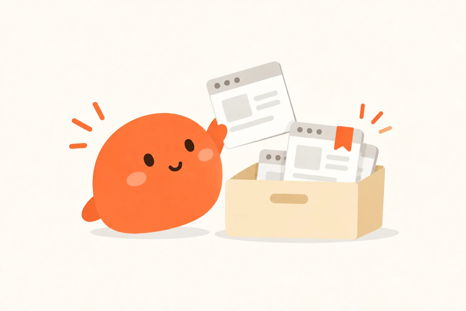 Chomp placing saved Chrome tabs into a box and lifting one back out.